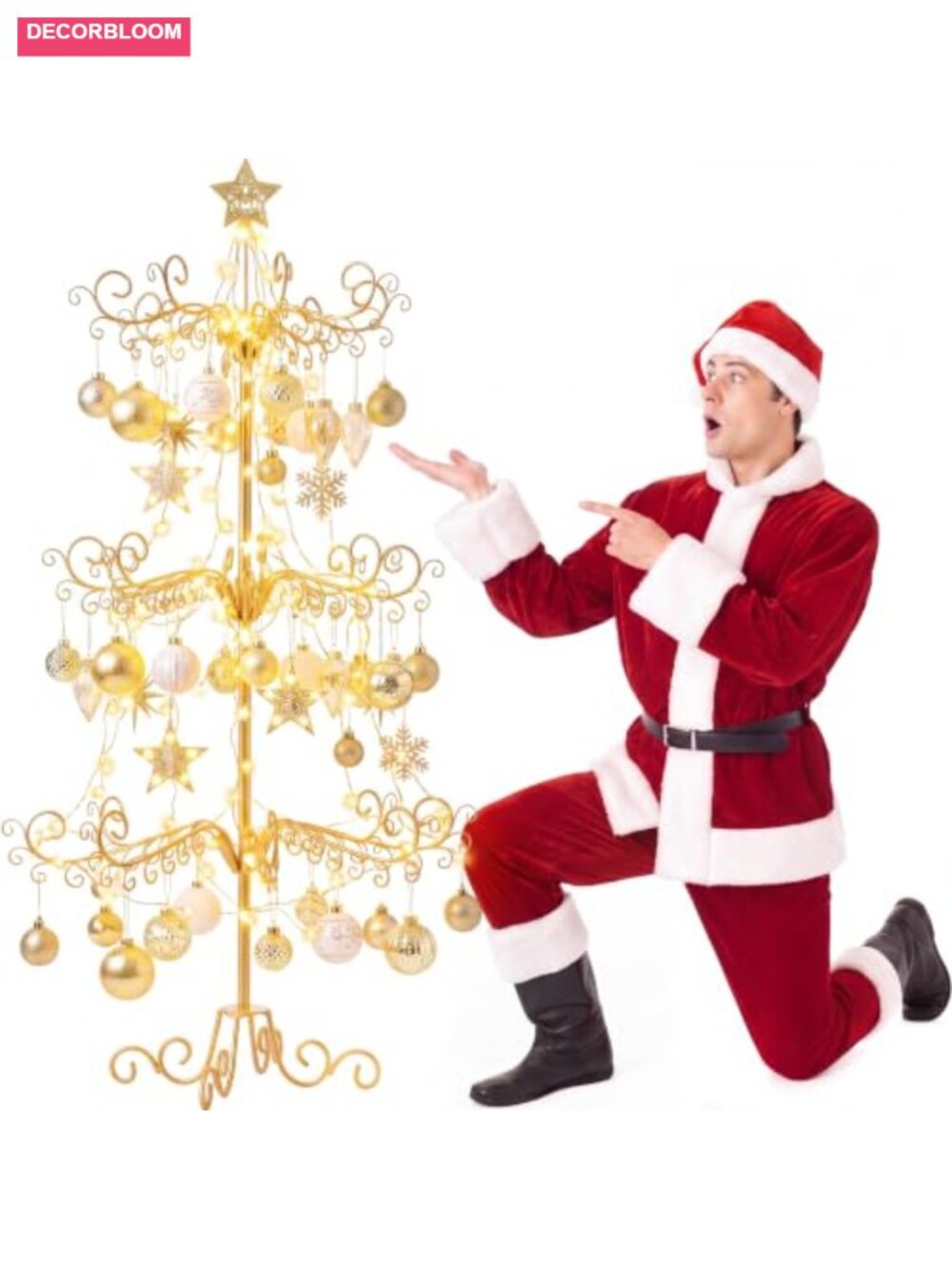 4ft Metal Christmas Tree Ornament Display Stand 150 Hooks Wrought Iron
